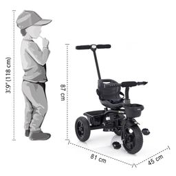 fab n funky Plug & Play Tricycle With Parental Push Handle - Black image 3