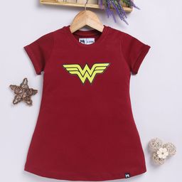 YK X Minute Mirth Girls Wonder Woman Printed Pure Cotton T-shirt Dress-image-46