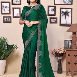 ANJANI TEXTILE Embellished Beads and Stones Tissue Heavy Work Saree-image-106