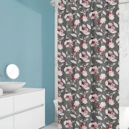 ArtzFolio Grey & White Floral Printed Waterproof Shower Curtains-image-64