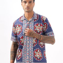 Vestirio Men Relaxed Cuban Collar Floral Printed Polycotton Casual Shirt-image-76
