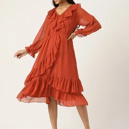 Antheaa Woman Frilled Wrap Dress-image-37