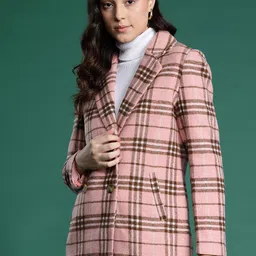 DressBerry Notched Lapel Checked Overcoat-image-96