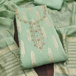 HERE&NOW Floral Woven Design Beads and Stones Unstitched Dress Material-image-11