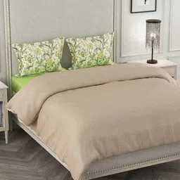Portico New York Taupe & Green Printed AC Room 120GSM Double King Bedding Set-image-58