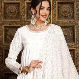 Ishin Women Embellished Fit & Flare Dress-image-12