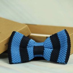 Tossido Men Blue & Black Striped Bow Tie-picture-22
