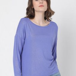 Vero Moda Blue Extended Sleeves Solid Sheen Top-image-17