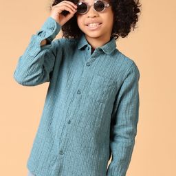 V-Mart Boys Spread Collar Textured Cotton Casual Shirt-26