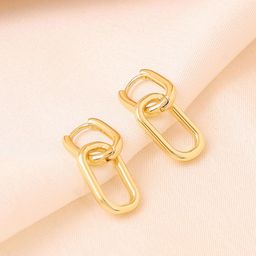 Yellow Chimes Gold-Plated Link Chain Drop Earrings-25