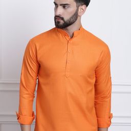 SOJANYA Men Roll-Up Sleeve Kurta-image-77