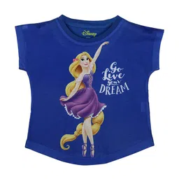 Disney Princess Girls Blue Rapunzel Printed Round Neck Top-image-81
