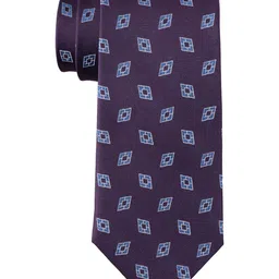 The Tie Hub Men Geometric Printed Pure Silk Broad Tie-1
