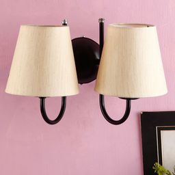 Devansh Off White & Black Traditional Armed Sconce Wall Lamp-52