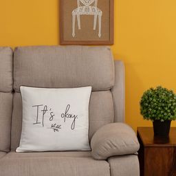 BandBox White & Black Single Embroidered Square Cushion Cover-7