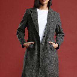 all about you Geometric Self Design Single-Breasted Longline Over Coat-picture-5