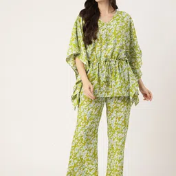 ETC Floral Printed Kaftan Top with Pyjamas Night suit-picture-8