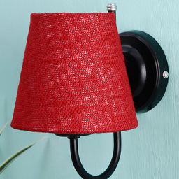 Devansh Maroon Contemporary Armed Sconce Lamp with Shade-0