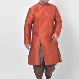 DEYANN PLUS Men Orange Solid Kurta with Patiala-17