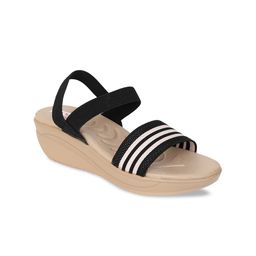 Zyla Black Striped Wedge Sandals-picture-28