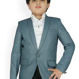SG YUVRAJ Boys Teal Self Design Single-Breasted Regular Blazer-18