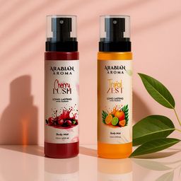 Arabian Aroma Set Of 2 Cherry Lush & Tropical Zest Body Mist- 110 ml Each-image-87