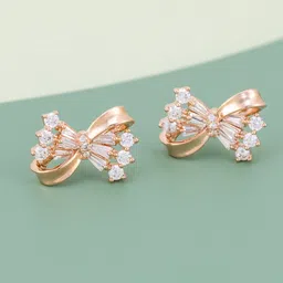 Kushal's Fashion Jewellery Rose Gold-Plated Zircon Stone Studded Classic Studs-image-82