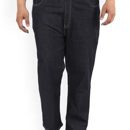 John Pride Plus Size Men Navy Blue Regular Fit Mid-Rise Clean Look Stretchable Jeans-97