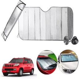 Auto Pearl F251 Dashboard Sun Shade Cover with Suction Cup for Mahindra TUV-300 (Silver)-34