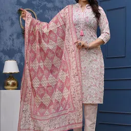 RAJPUTANA CAMISA Women Floral Printed Regular Pure Cotton Kurta Set-picture-19