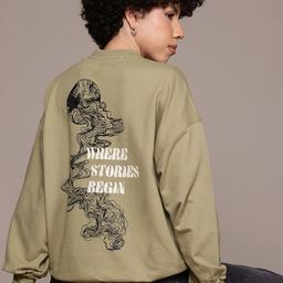 The Roadster Lifestyle Co. Printed Drop-Shoulder Sleeve Sweatshirt-image-15