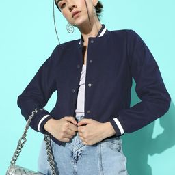 Mast & Harbour Women Solid Varsity Jacket-19