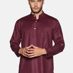 Sethukrishna Men Maroon Solid Straight Kurta-picture-48