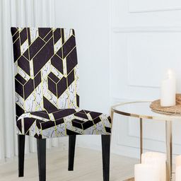 Cortina White & Black Printed Chair Cover-58