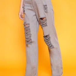 KATLINE Women Straight Fit Mildly Distressed Jeans-picture-9
