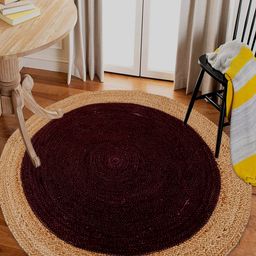 MRIC Beige & Brown Self Design Jute Carpet-3