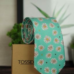 Tossido Men Sea Green & Yellow Printed Broad Tie-picture-50