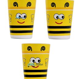 FunBlast Bamboo Fiber Glasses Bee Design Pack of 3 Brown - 380 ml Each-64