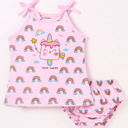 Cucumber Sinker Sleeveless Slip & Bloomer Rainbow Print - Pink-image-67