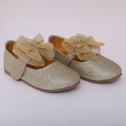 Mine Sole Simmer Sequin Embellished Big Bow Applique Ballerina - Golden-image-3