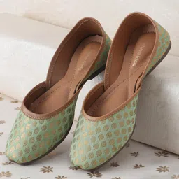 Pine Kids Ethnic Wear Mojaris - Sea Green-picture-6