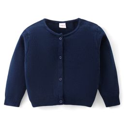 Babyhug Knitted Full Sleeves Front Open Solid Colour Sweater - Navy Blue-image-15