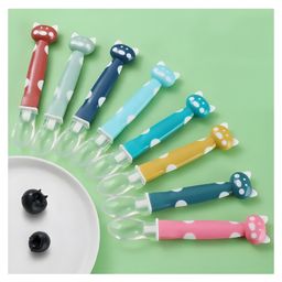 Cozy Vibes Carton Design Bpa Free Silicone Baby Products Feeding Spoon First Stage Training Silicone Baby Spoon for Infant - Pack of 1 - Color May Vary-9