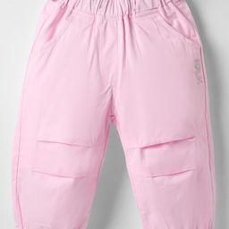 Little Kangaroos Woven Full Length Trouser With Text Glitter Print & Adjustable Elastic - Pink-image-61