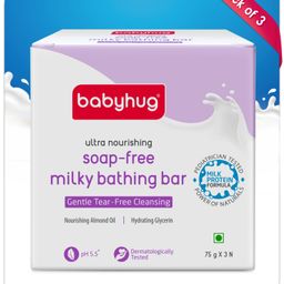 Babyhug pH 5.5 Ultra Nourishing Soap-Free Milky Bathing Bar Pack of 3 - 75 g Each-picture-12