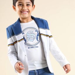 Dapper Dudes Full Sleeves Textured Blazer With Typography Printed Tee - White-image-49