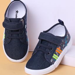 Cute Walk By Babyhug Casual Shoes with Velcro Closure Canvas & Tape Detailing - Navy Blue-image-48