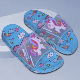 NEW STEPS Unicorn & Rainbow Designed Flip Flops - Blue-image-88