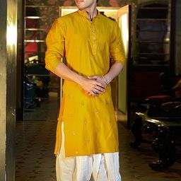 Shasak Men Floral Embroidered Thread Work Kurta-image-54