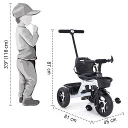 fab n funky Plug & Play Tricycle With Parental Push Handle - White image 3